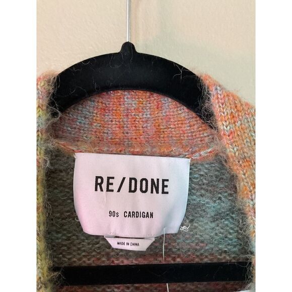 RE DONE Space Dye 90s Cardigan pastel multicolor wool fuzzy Sweater NWT M/L $495 - Picture 8 of 11